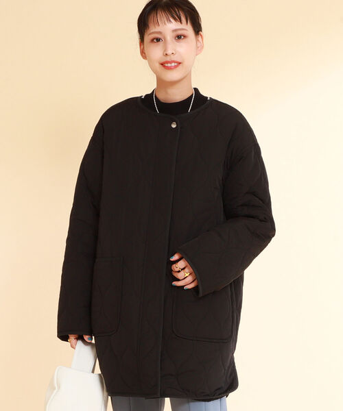 Ray BEAMS（レイビームス）の「Ray BEAMS / ボア リバーシブル コート（ノーカラーコート・レディース・ブラック/オリーブ・1/0）」の13枚目の写真