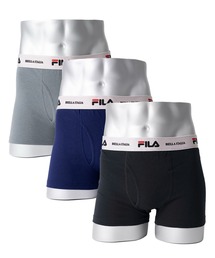 FILA（フィラ）の「FILA フィラ ブランド ロゴ 光沢 ウエストバンド 前開き ストレッチ ボクサーパンツ トランクス 下着 3枚セット セットアイテム（ボクサーパンツ・メンズ）」