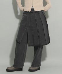 Ray BEAMS（レイビームス）の「デニム プリーツ スカートセット パンツ（デニムパンツ）」