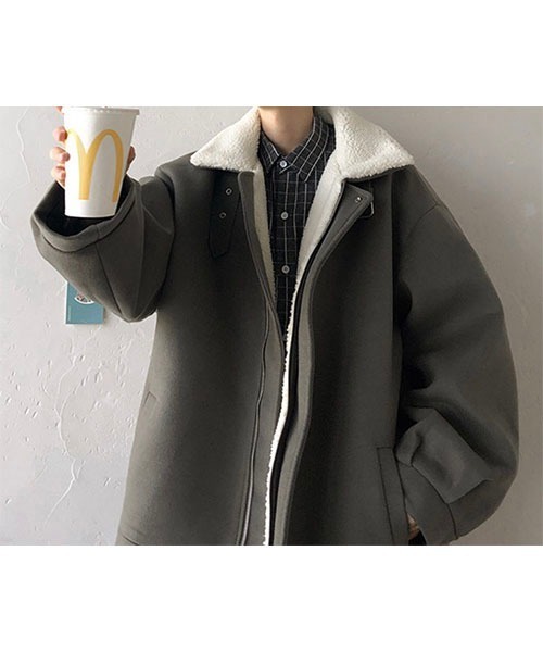 WESTBOY（ウエストボーイ）の「【WB ORIGINALS】Boa Hem-Belt Mouton Coat（ムートンコート・メンズ・ホワイト/ブラック/グレー/ブルー・M/L/XL）」の14枚目の写真