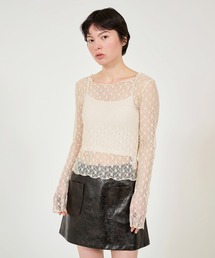 TINA：JOJUN | フラワー シアーレースカットソー TINA：JOJUN(Tシャツ/カットソー)