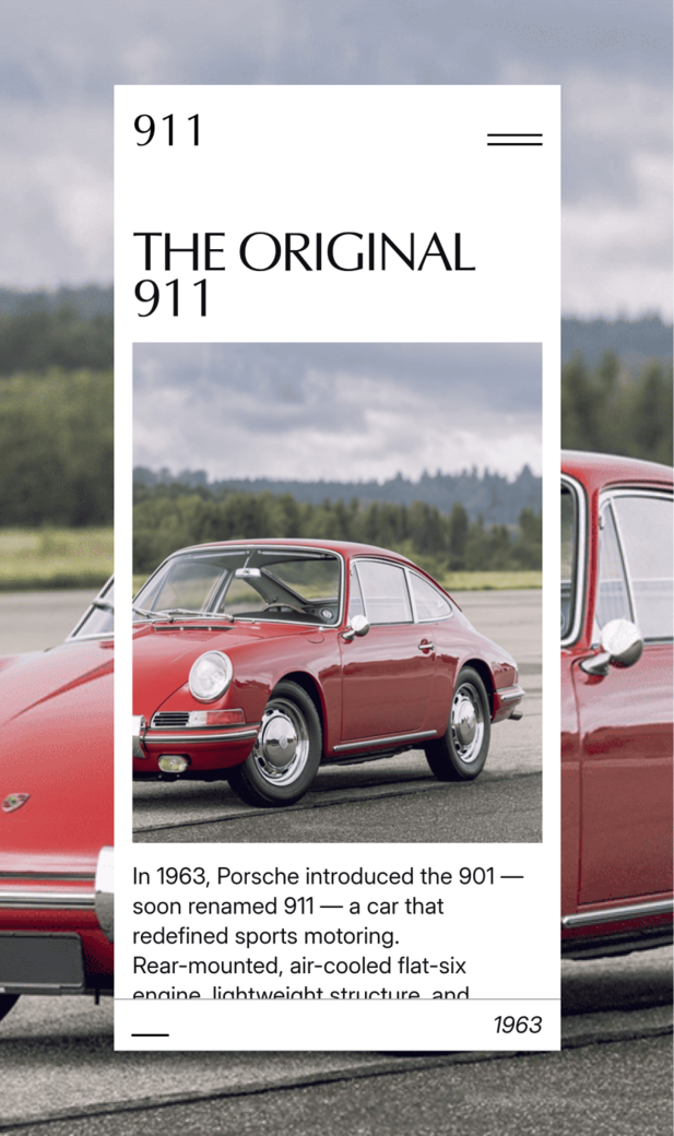 Porsche 911 evolution on mobile