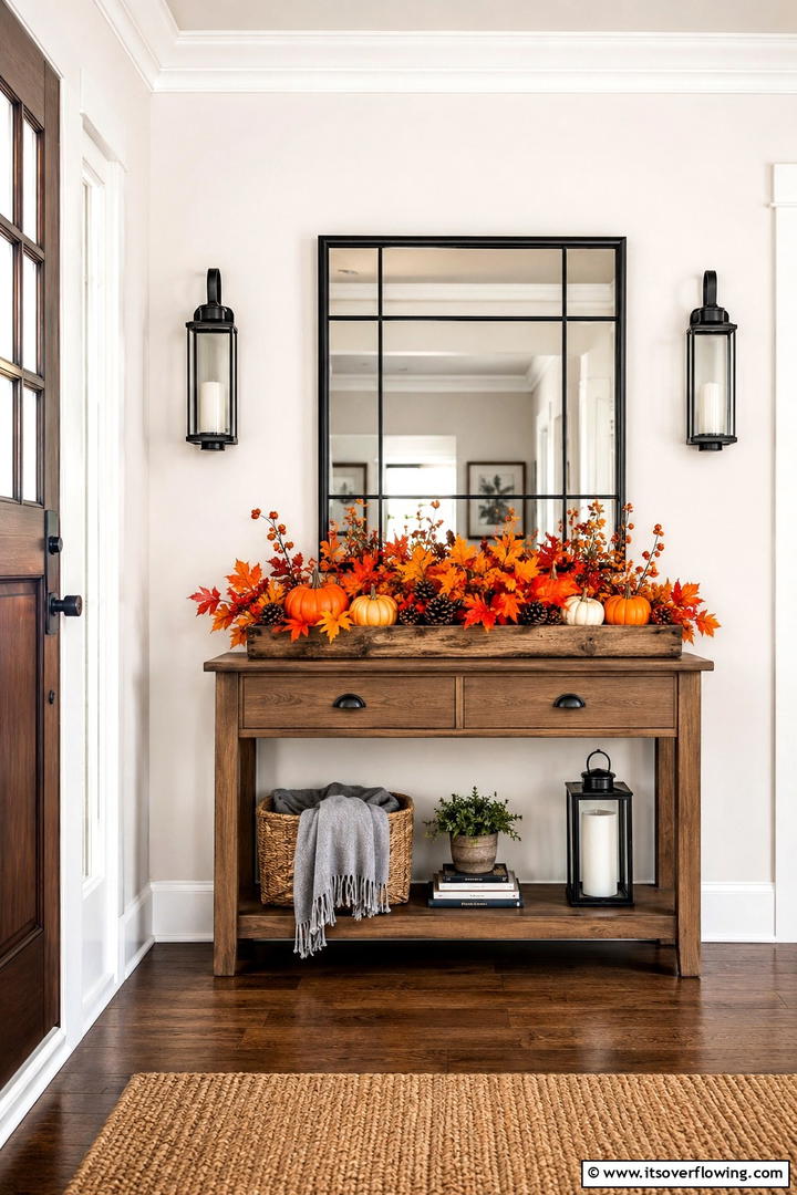 Entry Table Leaf Display - 50 Fall Leaves Decor Ideas to Brighten Autumn Rooms