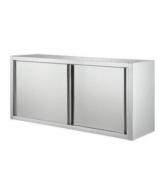RVSMAATWERK.NL RVS Wandkast met schuifdeuren | 200x40x(H)65cm