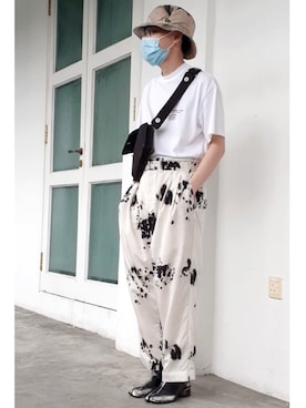 「LEMAIRE（ルメール）のアイテム（スラックス、ホワイト系）」を使った、じゃいれん / Jirehさん（メンズ・165cm）の夏コーディネート