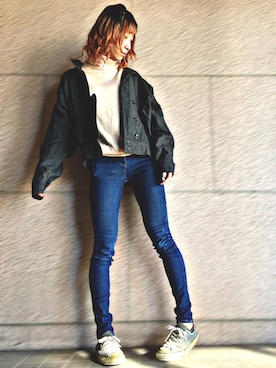 「unknownのカシミヤ100%（ニット/セーター、ベージュ系）」を使った、みみたろうさん（レディース・166cm）の冬コーディネート