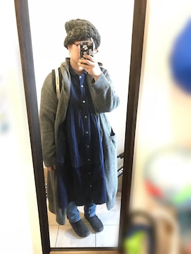 「FRAPBOIS（フラボア）のZOOワッチ（ニットキャップ/ビーニー、グレー系）」を使った、marico(´・ω・`)さん（レディース・154cm）の秋コーディネート