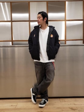 「HYSTERIC GLAMOUR（ヒステリックグラマー）のLOGO テープベルト（ベルト）」を使った、zakiさん（メンズ・172cm）の秋コーディネート