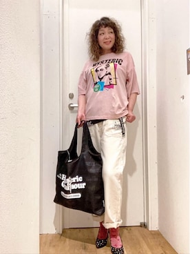 「HYSTERIC GLAMOUR（ヒステリックグラマー）のWICKED ALL GOOD パッカブルエコバッグ（エコバッグ/サブバッグ）」を使った、happachinさん（レディース・164cm）の春コーディネート