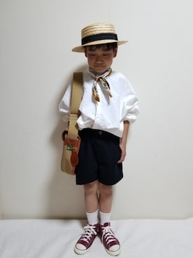 「devirock（デビロック）のアイテム（パンツ）」を使った、moon☺︎さん（キッズ・120cm）の春コーディネート