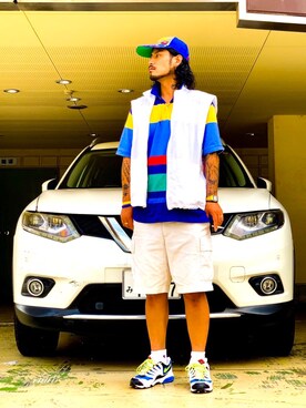「アイテム（ポロシャツ）」を使った、　jesusdragonさん（メンズ・181cm）の夏コーディネート