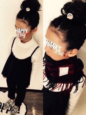 「こども ビームス（コドモビームス）のアイテム（ストール/ショール）」を使った、Niiiiikenaさん（キッズ・130cm）の冬コーディネート