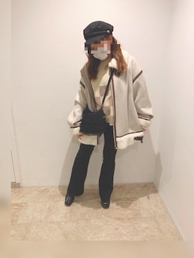 「アイテム（キャスケット）」を使った、かすみさん（レディース・145cm）の冬コーディネート