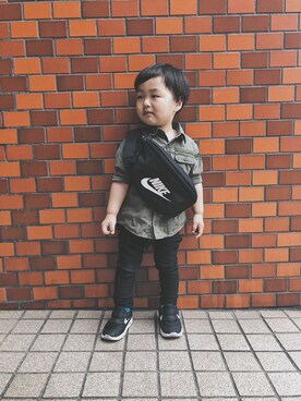 「NIKE（ナイキ）のアイテム（バッグ）」を使った、haruさん（キッズ・80cm）の春コーディネート