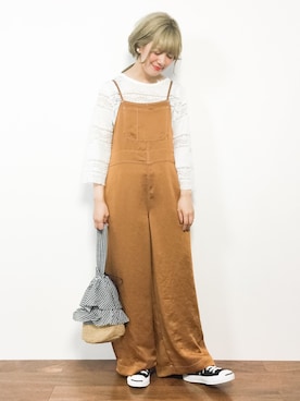 「CIAOPANIC TYPY（チャオパニックティピー）のアイテム（かごバッグ）」を使った、piya*さん（レディース・154cm）の春コーディネート