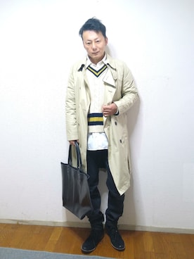 「アイテム（トレンチコート）」を使った、nunuhomme【アラフィフ】さん（メンズ・166cm・50代）の冬コーディネート