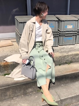 「GU（ジーユー）のアイテム（イヤリング）」を使った、hikamemeさん（レディース・165cm）の春コーディネート