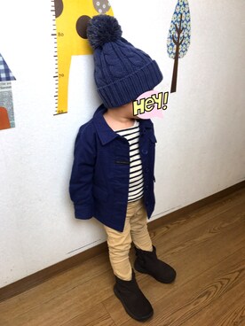「NIKE（ナイキ）のアイテム（ブーツ）」を使った、くんｸﾝさん（キッズ・70cm）の冬コーディネート