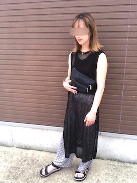 「ROSE BUD（ローズバッド）のアイテム（その他トップス、ブラック系）」を使った、avancer4さん（レディース・158cm）の夏コーディネート