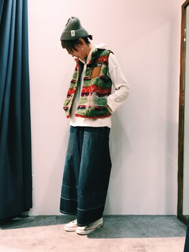 「アイテム（ニットキャップ/ビーニー）」を使った、ｶﾝﾅさん（レディース・167cm）の冬コーディネート