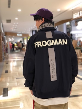 「AVIREX（アヴィレックス）のタイプ CWU ジャケット フロッグマン/TYPE CWU JACKET FROGMAN/AVIREX/アヴィレックス（ミリタリージャケット、ブルー系）」を使った、joujiさん（メンズ・184cm）の冬コーディネート