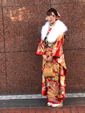 「朱色」｜つむさん（レディース・160cm）の冬コーディネート