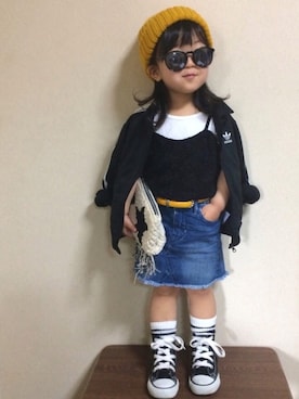 「Casselini（キャセリーニ）のアイテム（財布/小物）」を使った、kanonさん（キッズ・90cm）の春コーディネート