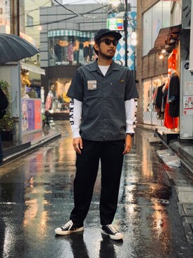 「schott（ショット）のSchott/ショット/CHEF PANTS/シェフパンツ（その他パンツ）」を使った、鈴木 瞬さん（メンズ・176cm）の春コーディネート