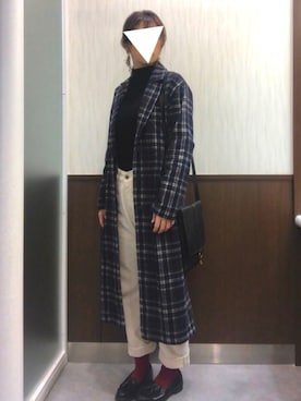 「古着のアイテム（ジャケット/アウター、ブルー系）」を使った、イーチさん（レディース・160cm）の冬コーディネート