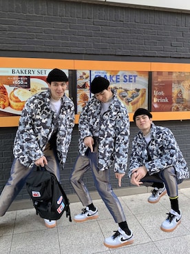 「NEW ERA（ニューエラ）のアイテム（バックパック/リュック）」を使った、kenjibutadamさん（メンズ・188cm）の冬コーディネート