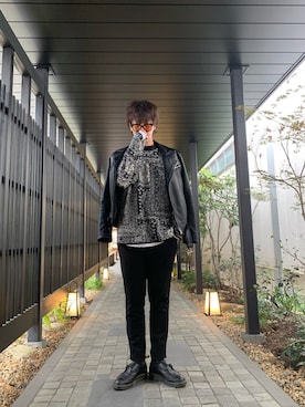 「ZARA（ザラ）のアイテム（ライダースジャケット、ブラック系）」を使った、ke~た...さん（メンズ・177cm）の春コーディネート