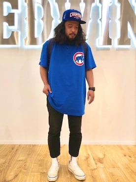 「NEW ERA（ニューエラ）のアイテム（キャップ）」を使った、Nishiさん（メンズ・165cm）の夏コーディネート