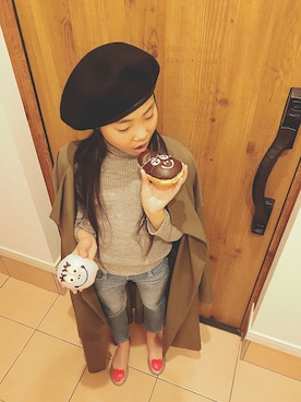 「LOWRYS FARM（ローリーズファーム）のフェルトベレー　765054（ハンチング/ベレー帽）」を使った、maika🍓さん（キッズ・128cm）の春コーディネート