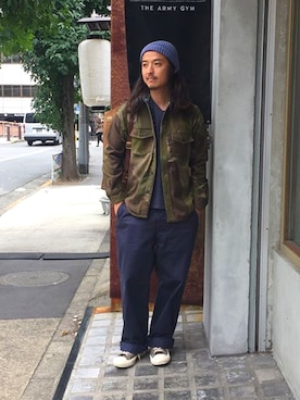 「アイテム（チノパンツ）」を使った、OGさん（メンズ・172cm）の秋コーディネート