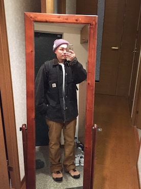 「アイテム（カバーオール）」を使った、おかもとさん（メンズ・163cm・30代）の冬コーディネート