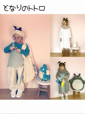 「アイテム（エコバッグ/サブバッグ）」を使った、になこ＊さん（キッズ・100cm）の冬コーディネート