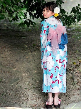 「アイテム（浴衣）」を使った、アンココンさん（キッズ・135cm）の夏コーディネート