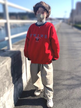 「アイテム（チノパンツ）」を使った、ぴさん（レディース・154cm）の冬コーディネート