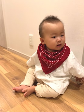 「アイテム（ハンカチ/ハンドタオル）」を使った、りさん（キッズ・80cm）の春コーディネート