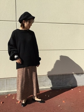 「JOURNAL STANDARD relume（ジャーナルスタンダード　レリューム）のレオパードスカート（スカート、ベージュ系）」を使った、JOURNAL STANDARD relume 天王寺店 スタッフさん（レディース・160cm）の秋コーディネート