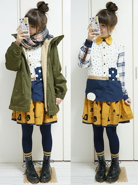 「FRAPBOIS（フラボア）のアイテム（モッズコート）」を使った、nao_mamekoさん（レディース・152cm）の冬コーディネート