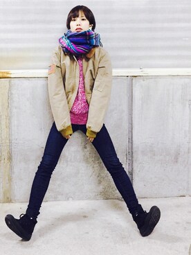 「Denim & Supply Ralph Lauren（デニムアンドサプライラルフローレン）のアイテム（ジャケット/アウター）」を使った、yukaさん（レディース・163cm）の冬コーディネート