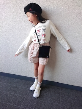 「アイテム（レッグウェア）」を使った、AOIさん（キッズ・120cm）の春コーディネート