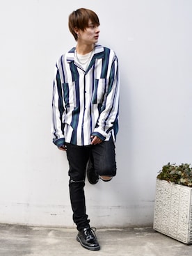 「kutir（クティール）のアイテム（シャツ/ブラウス）」を使った、kutir_menさん（メンズ・171cm）の冬コーディネート
