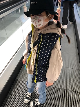 「アイテム（ダウンベスト）」を使った、⭐️Mimi&TiTi⭐️蜜踢姐弟⭐️さん（キッズ・110cm）の冬コーディネート