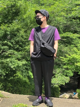 「アイテム（サングラス）」を使った、足立ぽてとさん（メンズ・155cm）の夏コーディネート