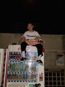 「INDEPENDENT（インディペンデント）のINDEPENDENT / インディペンデント：BAR/CROSS S/S-T：51871413[AST]（Tシャツ/カットソー、ホワイト系）」を使った、🌖さん（メンズ）の夏コーディネート