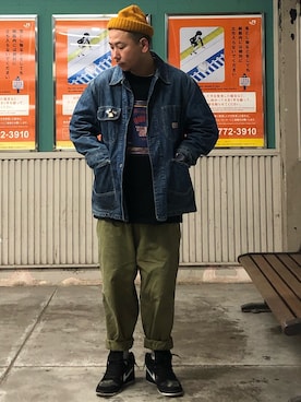 「アイテム（カバーオール）」を使った、ushikyoさん（メンズ・176cm・30代）の秋コーディネート
