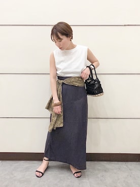 「リネンスカート」｜Akihooooo!さん（レディース・153cm）の夏コーディネート