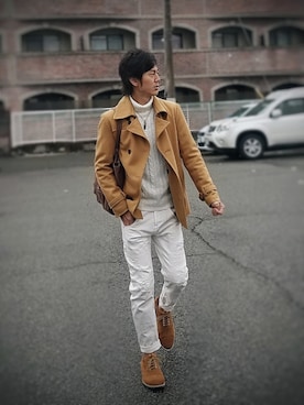 「アイテム（ピーコート）」を使った、インスタ→bz178koshu48さん（メンズ・170cm・30代）の冬コーディネート